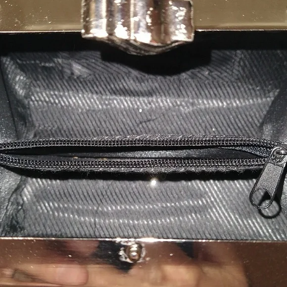 Wedding/Prom Clutch Bag with Corded White Lace, Rhinestones & Iridescent Sequins - Picture 8 of 8